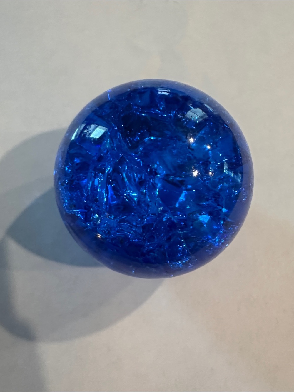 Blue Crackle Decorative Glass Orb Accent. 1.5 inch diameter